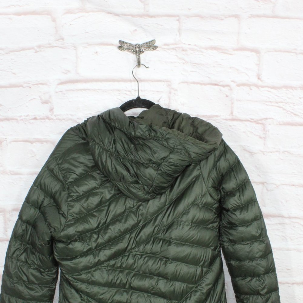 Under Armour Green Polyester Zip ColdGear Hooded Quilted Long Jacket Size M - Picture 6 of 12